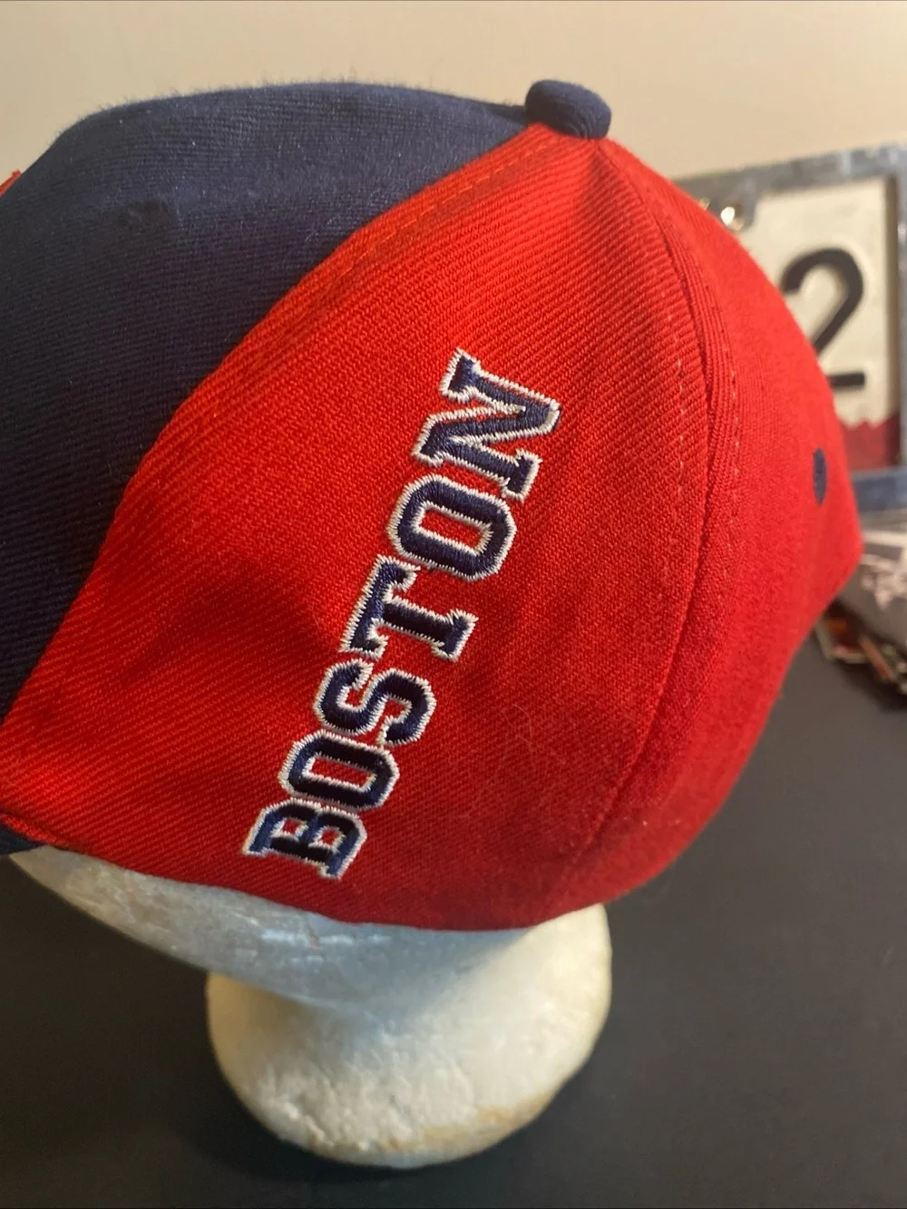 Boston Red Sox Strapback Adjustable Hat (Navy and Red) MLB